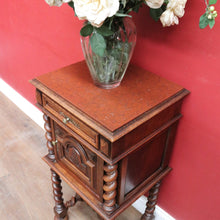 Load image into Gallery viewer, Anrique French Walnut Bedside Table with Marble and Barley twist legs B13018