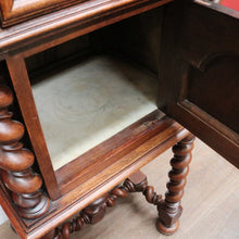 Load image into Gallery viewer, Anrique French Walnut Bedside Table with Marble and Barley twist legs B13018
