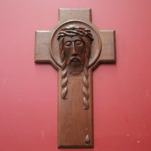Load image into Gallery viewer, x SOLD Antique Art Deco French Christ on the Cross, Sculpture Wall Art Carved Face of Jesus. B11749
