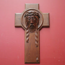 Load image into Gallery viewer, x SOLD Antique Art Deco French Christ on the Cross, Sculpture Wall Art Carved Face of Jesus. B11749
