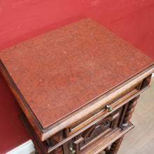 Load image into Gallery viewer, Anrique French Walnut Bedside Table with Marble and Barley twist legs B13018