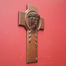 Load image into Gallery viewer, x SOLD Antique Art Deco French Christ on the Cross, Sculpture Wall Art Carved Face of Jesus. B11749