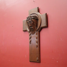 Load image into Gallery viewer, x SOLD Antique Art Deco French Christ on the Cross, Sculpture Wall Art Carved Face of Jesus. B11749
