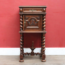 Load image into Gallery viewer, Anrique French Walnut Bedside Table with Marble and Barley twist legs B13018