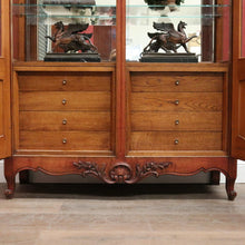 Load image into Gallery viewer, x SOLD Antique French Oak Bookcase, Eight Drawer Display Cabinet or Cupboard, Glass Doors. B12192
