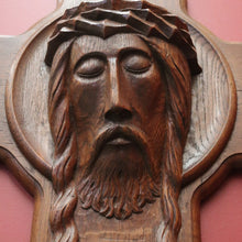 Load image into Gallery viewer, x SOLD Antique Art Deco French Christ on the Cross, Sculpture Wall Art Carved Face of Jesus. B11749