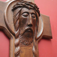 Load image into Gallery viewer, x SOLD Antique Art Deco French Christ on the Cross, Sculpture Wall Art Carved Face of Jesus. B11749