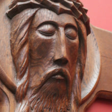 Load image into Gallery viewer, x SOLD Antique Art Deco French Christ on the Cross, Sculpture Wall Art Carved Face of Jesus. B11749