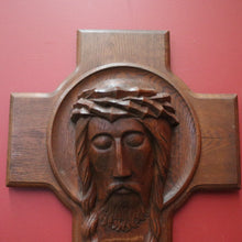 Load image into Gallery viewer, x SOLD Antique Art Deco French Christ on the Cross, Sculpture Wall Art Carved Face of Jesus. B11749