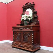 Load image into Gallery viewer, Antique French Walnut Mirror Back Dressing Table Cabinet Bedroom with Drawers B13019