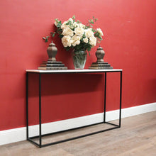 Load image into Gallery viewer, Vintage Modern Black Hand-Forged Metal Hall Console Table with White Marble Top. B12601