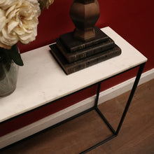 Load image into Gallery viewer, Vintage Modern Black Hand-Forged Metal Hall Console Table with White Marble Top. B12601