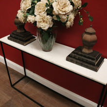 Load image into Gallery viewer, Vintage Modern Black Hand-Forged Metal Hall Console Table with White Marble Top. B12601