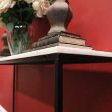 Load image into Gallery viewer, Vintage Modern Black Hand-Forged Metal Hall Console Table with White Marble Top. B12601
