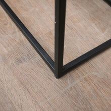 Load image into Gallery viewer, Vintage Modern Black Hand-Forged Metal Hall Console Table with White Marble Top. B12601