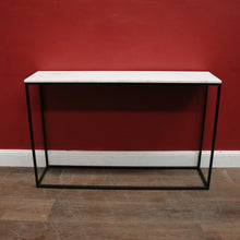 Load image into Gallery viewer, Vintage Modern Black Hand-Forged Metal Hall Console Table with White Marble Top. B12601