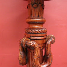 Load image into Gallery viewer, x SOLD Vintage Highly Ornate Mahogany Pedestal, with Tri-Leg Base for Plants or Statues B12187