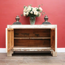 Load image into Gallery viewer, Vintage Narrow Two-Door Sideboard Hall Cabinet – Distressed Farmhouse Finish. B12604