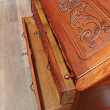 Load image into Gallery viewer, Vintage French Oak Writing Bureau with Drop Front Desk and Two Drawers on cabriole legs B12705