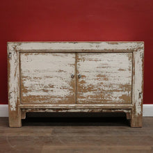 Load image into Gallery viewer, Vintage Narrow Two-Door Sideboard Hall Cabinet – Distressed Farmhouse Finish. B12604