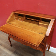 Load image into Gallery viewer, Vintage French Oak Writing Bureau with Drop Front Desk and Two Drawers on cabriole legs B12705