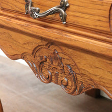 Load image into Gallery viewer, Vintage French Oak Lamp Bedside Table or Lingerie Chest Compact Set of 4 Drawers Brass Handles B12806