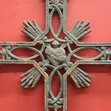 Load image into Gallery viewer, x SOLD Antique French Cross, Sacred Heart Crucifix, Wrought Iron Cross, Marker. B12147