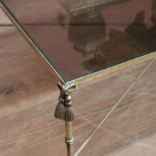 Load image into Gallery viewer, x SOLD Vintage Glass and Brass Coffee Table with Bamboo-Style Legs and Tassel Detailing. B12596