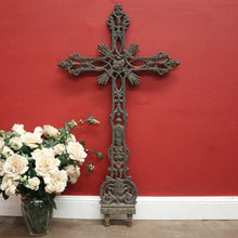 Load image into Gallery viewer, x SOLD Antique French Cross, Sacred Heart Crucifix, Wrought Iron Cross, Marker. B12147