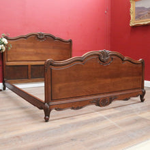 Load image into Gallery viewer, Antique French oak queen size bed frame with carved headboard. B13020