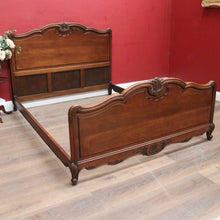 Load image into Gallery viewer, Antique French oak queen size bed frame with carved headboard. B13020