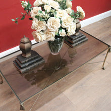 Load image into Gallery viewer, x SOLD Vintage Glass and Brass Coffee Table with Bamboo-Style Legs and Tassel Detailing. B12596