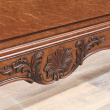 Load image into Gallery viewer, Antique French oak queen size bed frame with carved headboard. B13020