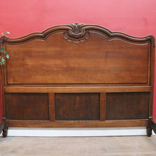 Load image into Gallery viewer, Antique French oak queen size bed frame with carved headboard. B13020