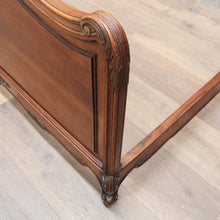 Load image into Gallery viewer, Antique French oak queen size bed frame with carved headboard. B13020