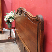 Load image into Gallery viewer, Antique French oak queen size bed frame with carved headboard. B13020