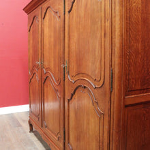 Load image into Gallery viewer, Antique French oak armoire or wardrobe with three doors and three keys. B12726