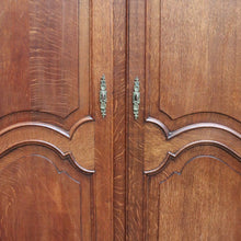 Load image into Gallery viewer, Antique French oak armoire or wardrobe with three doors and three keys. B12726