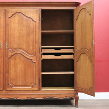 Load image into Gallery viewer, Antique French oak armoire or wardrobe with three doors and three keys. B12726