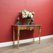 Load image into Gallery viewer, x SOLD French Hall Table with Gilt Base and Rouge & Cream Marble Top. B12599