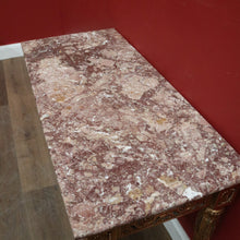 Load image into Gallery viewer, x SOLD French Hall Table with Gilt Base and Rouge & Cream Marble Top. B12599