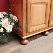 Load image into Gallery viewer, Antique French Oak 4 Door Armoire/ Wardrobe with hanging space shelves and three keys. B12743