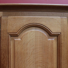Load image into Gallery viewer, Antique French Oak 4 Door Armoire/ Wardrobe with hanging space shelves and three keys. B12743