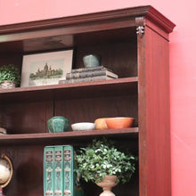 Load image into Gallery viewer, x SOLD Vintage Australian Cedar Bookcase – Four Shelves, Three Drawers, Carved Detail. B12614