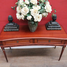 Load image into Gallery viewer, Vintage mahogany console Hall table with inverted curved front and brass handles. B12709