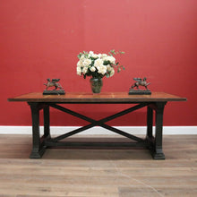 Load image into Gallery viewer, x SOLD Cross Stretcher Base Dining Table or Kitchen Table with Stone Inlay Pattern Top. B12182