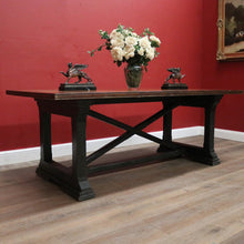 Load image into Gallery viewer, x SOLD Cross Stretcher Base Dining Table or Kitchen Table with Stone Inlay Pattern Top. B12182