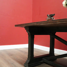 Load image into Gallery viewer, x SOLD Cross Stretcher Base Dining Table or Kitchen Table with Stone Inlay Pattern Top. B12182