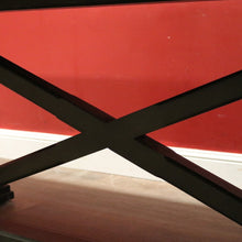 Load image into Gallery viewer, x SOLD Cross Stretcher Base Dining Table or Kitchen Table with Stone Inlay Pattern Top. B12182