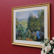 Load image into Gallery viewer, Claude Monet A Corner in the Garden at Montgeron print in gilt frame. B13024